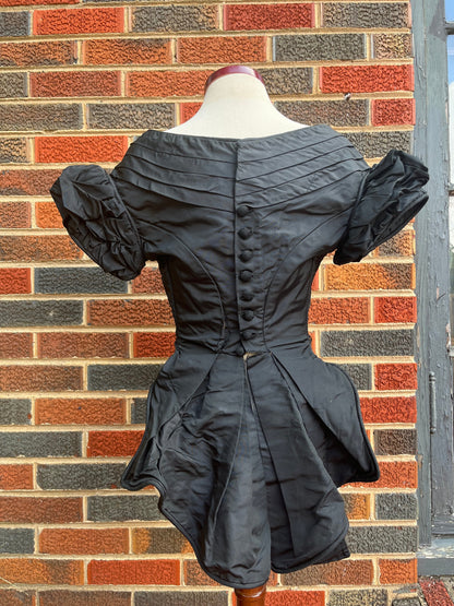 c. 1860s Black Silk Bodice