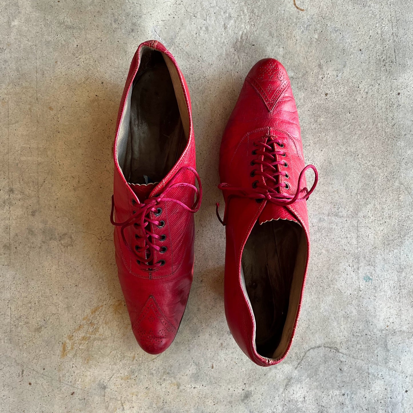 c. 1890s Red Leather Oxfords