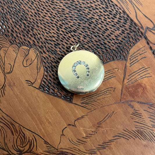 c. 1900s-1910s Gold Filled Horseshoe Locket