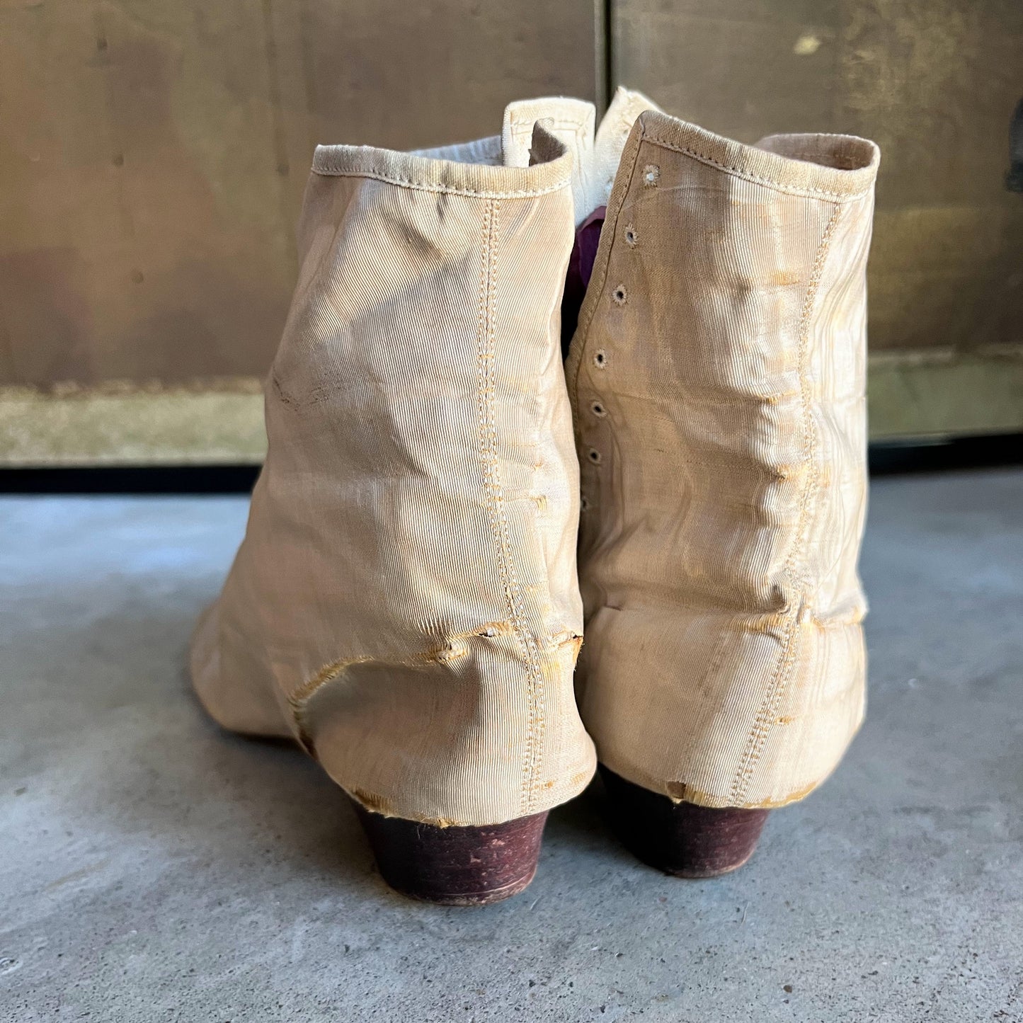 c. 1840s-1860s Moire Silk Side Lacing Boots