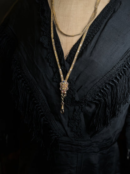 c. 1870s-1880s 14k Gold Unusual Long Guard Chain Necklace