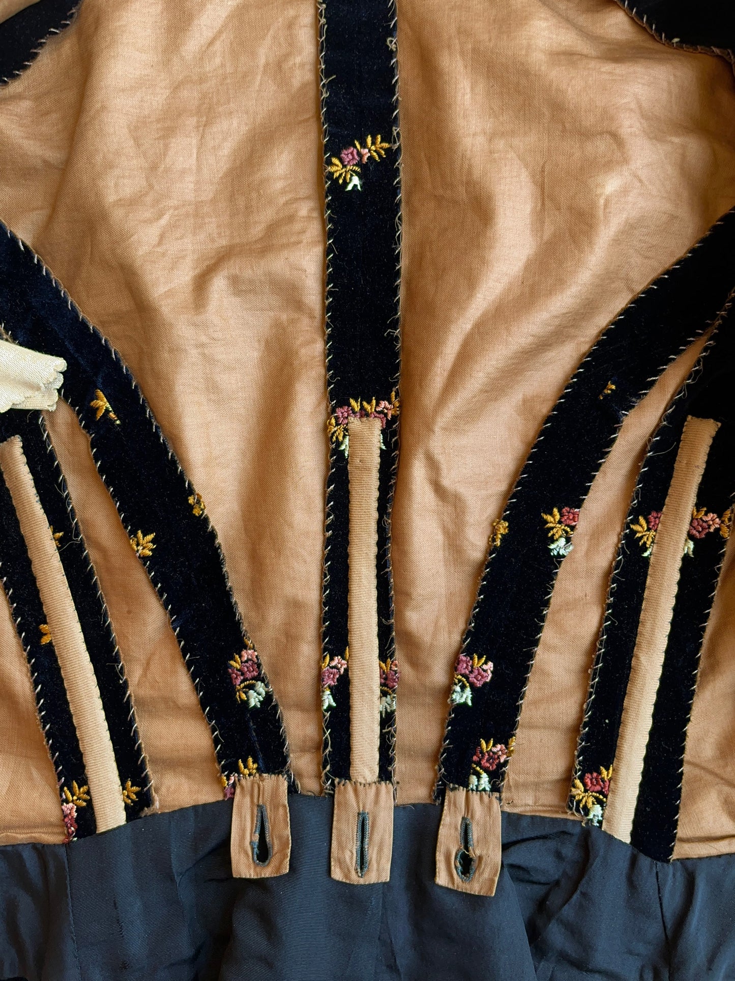 c. 1880s Velvet Embroidered Bodice