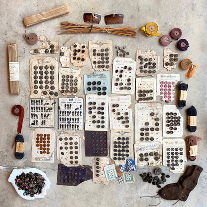 Large Lot of Antique Buttons + Notions 500+ Pcs