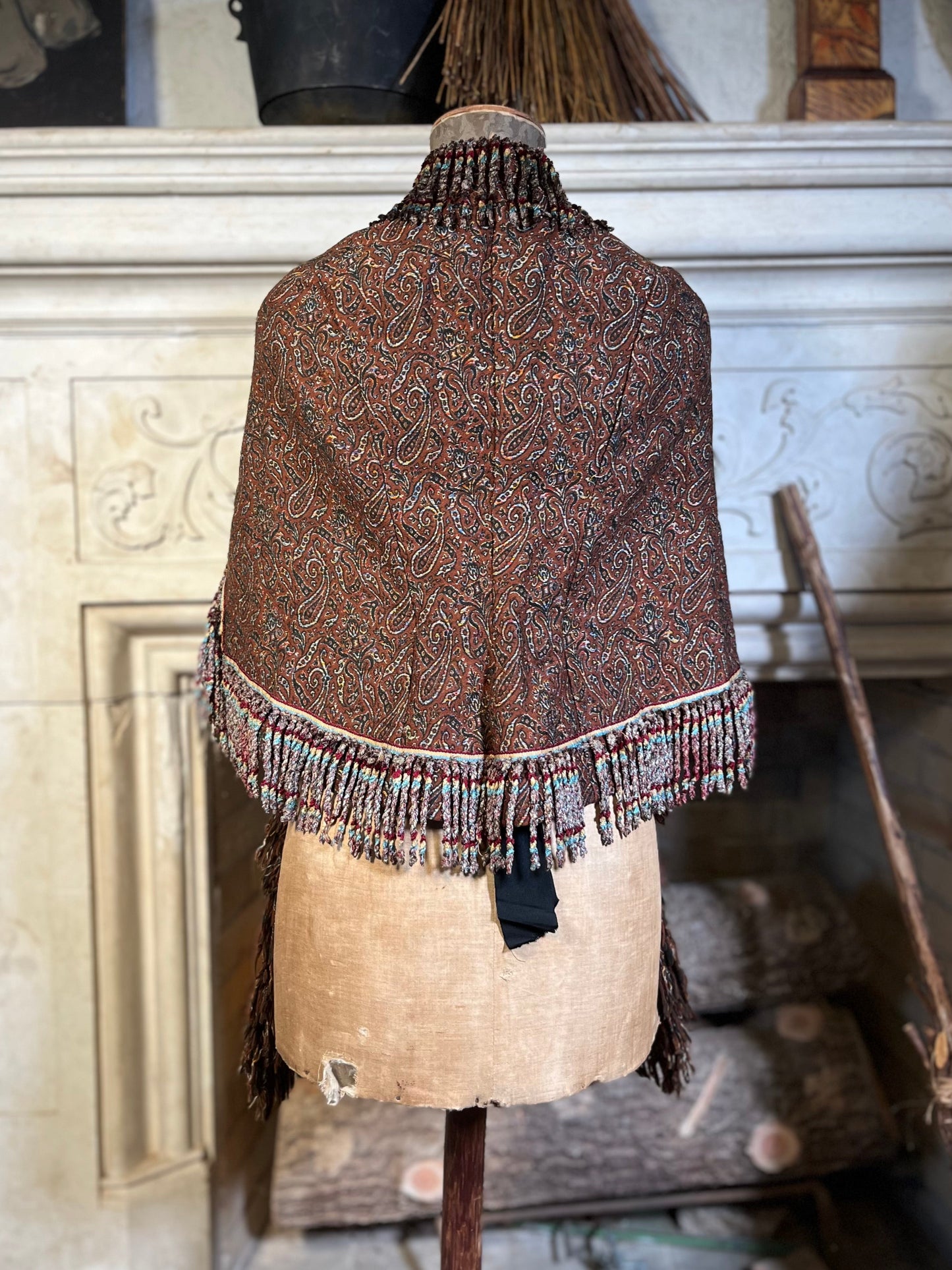 c. 1870s-1880s Paisley Mantle with Fringe
