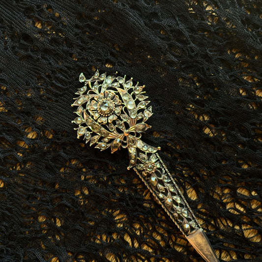 Late 19th-Early 20th c. Sterling Silver + Rose Gold Kondakoora Conversion Brooch