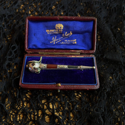 19th c. Sterling Silver Scottish Agate Dirk Brooch