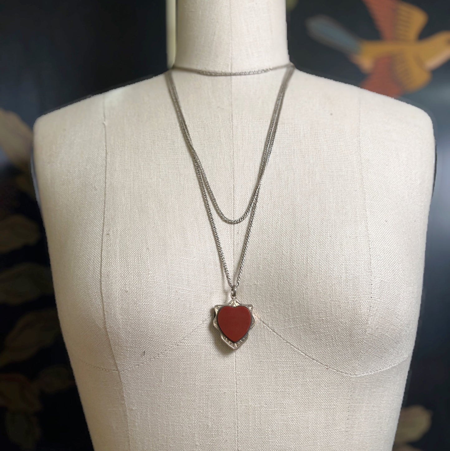 Mid-Late 19th c. Gilt Silver Carnelian Heart Locket