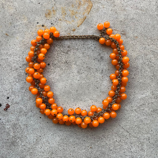 c. 1930s-1940s Orange Czech Glass Choker Necklace