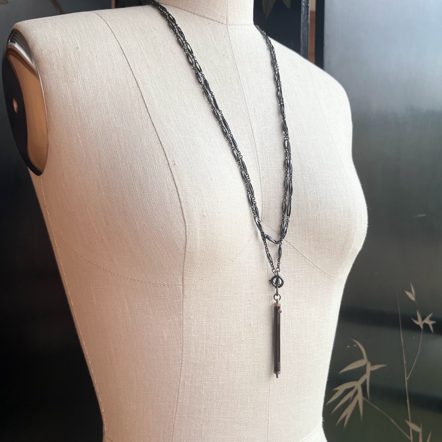 c. Late 19th Century Gunmetal Chain + Pencil