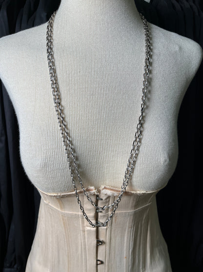 19th c. Silver Muff / Long Guard Chain