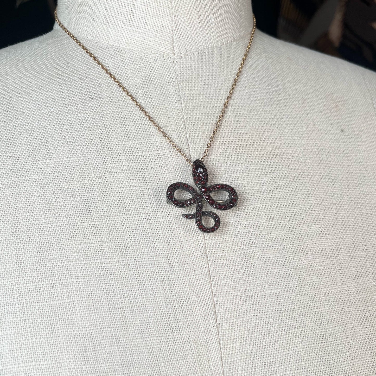 c. 1890s-1900s Garnet Snake Brooch