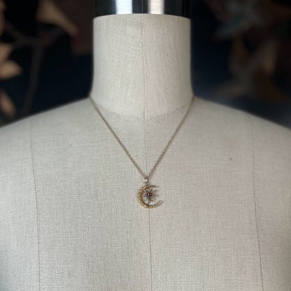 c. 1900s-1910s 10k Gold Crescent Moon Pedant