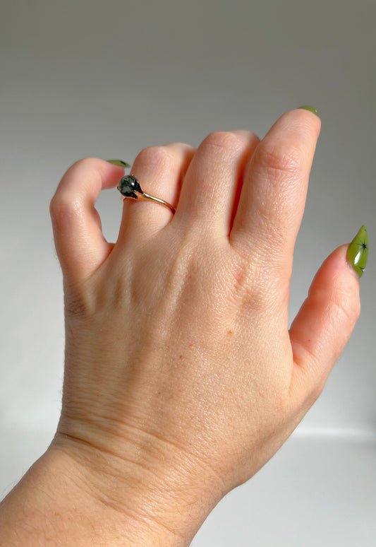 Early 20th c. 10k Gold Moss Agate Ring