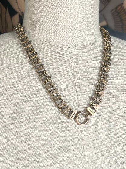 c. 1880s Gold Filled Leaves Book Chain