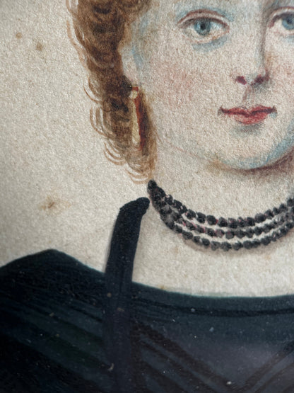 1830s Framed Miniature Portrait Painting | Signed J. Wood 1832