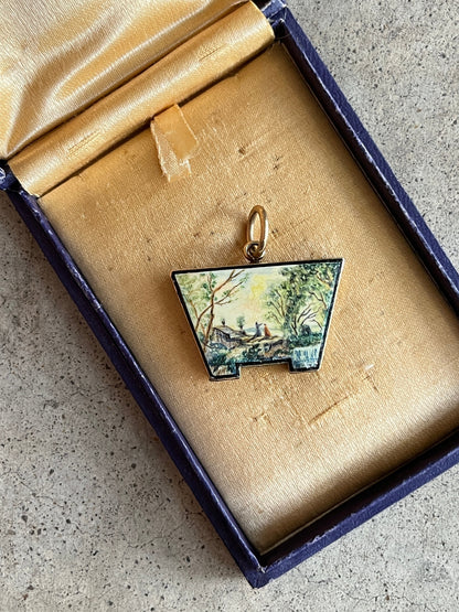 Mid-19th c. 14k Gold Enamel Locket with Hair
