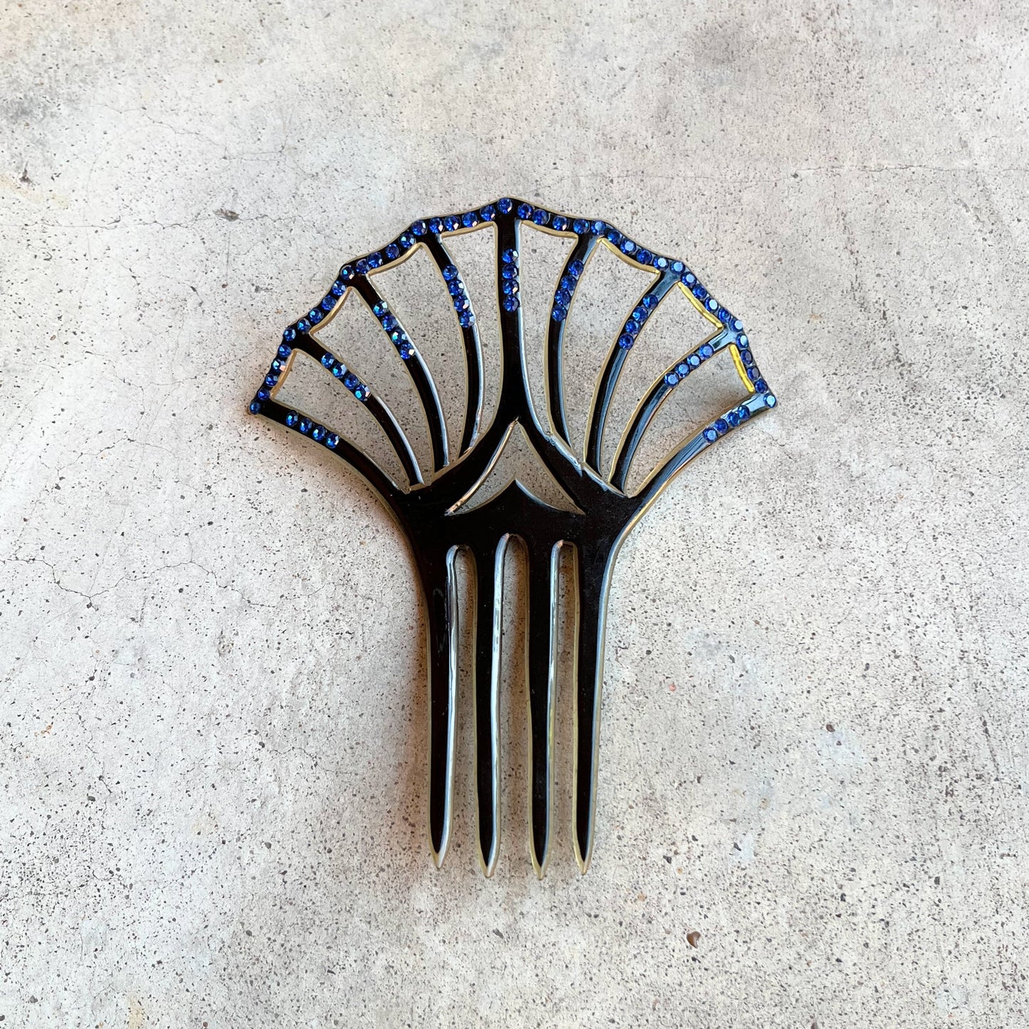 Art Deco Black Celluloid Hair Comb