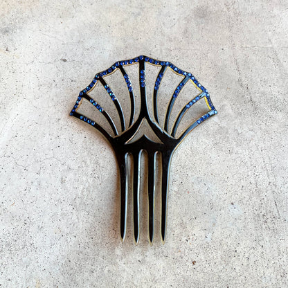 Art Deco Black Celluloid Hair Comb