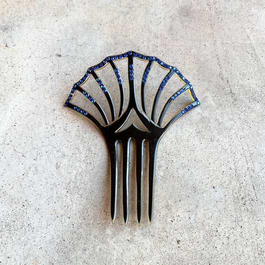 Art Deco Black Celluloid Hair Comb