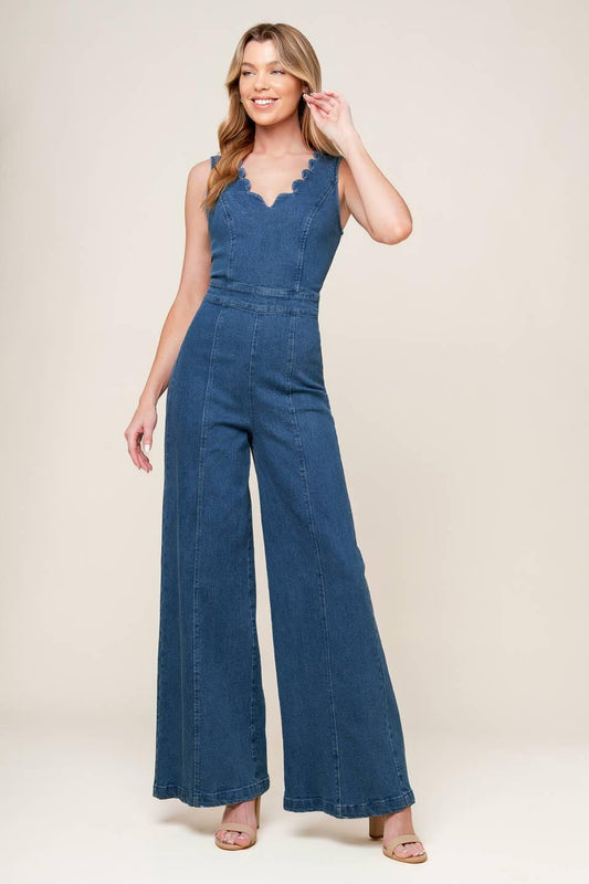 WHERE THE NIGHT MEDIUM INDIGO DENIM JUMPSUIT