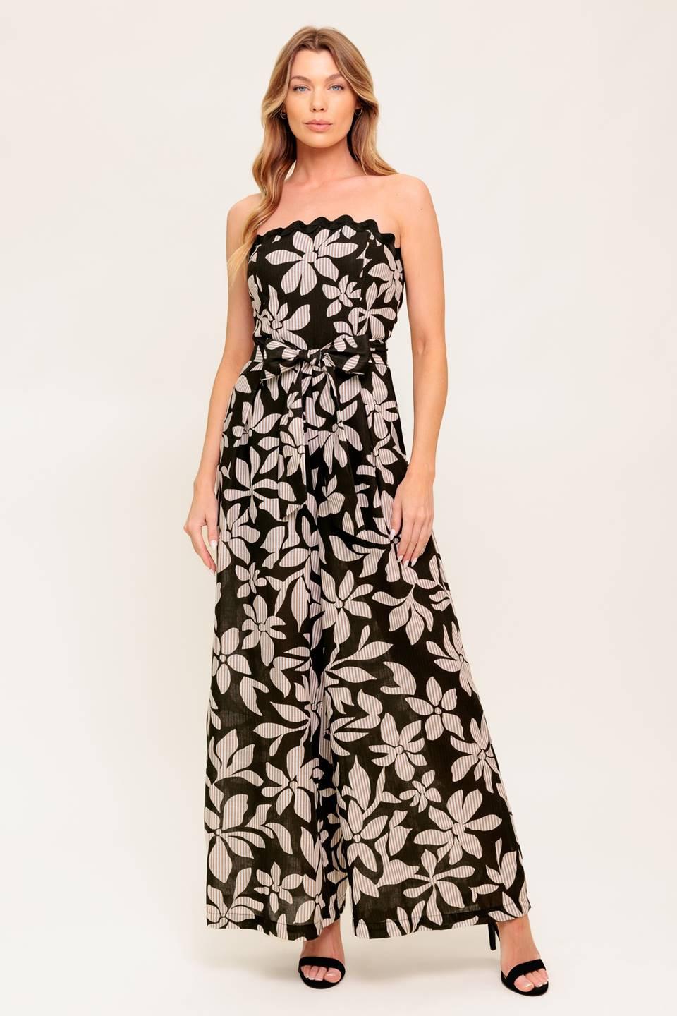 DREAMY ELEGANCE BLACK WOVEN JUMPSUIT