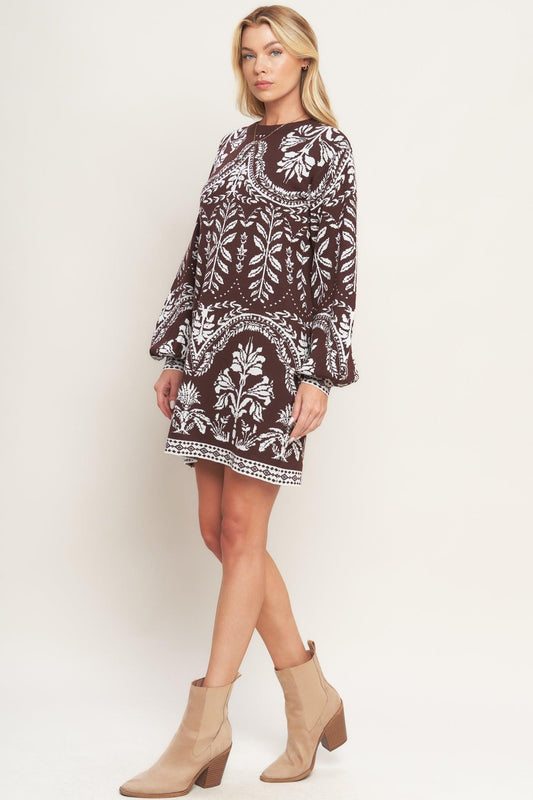 TERRA TAPESTRY SWEATER KNIT MINI DRESS