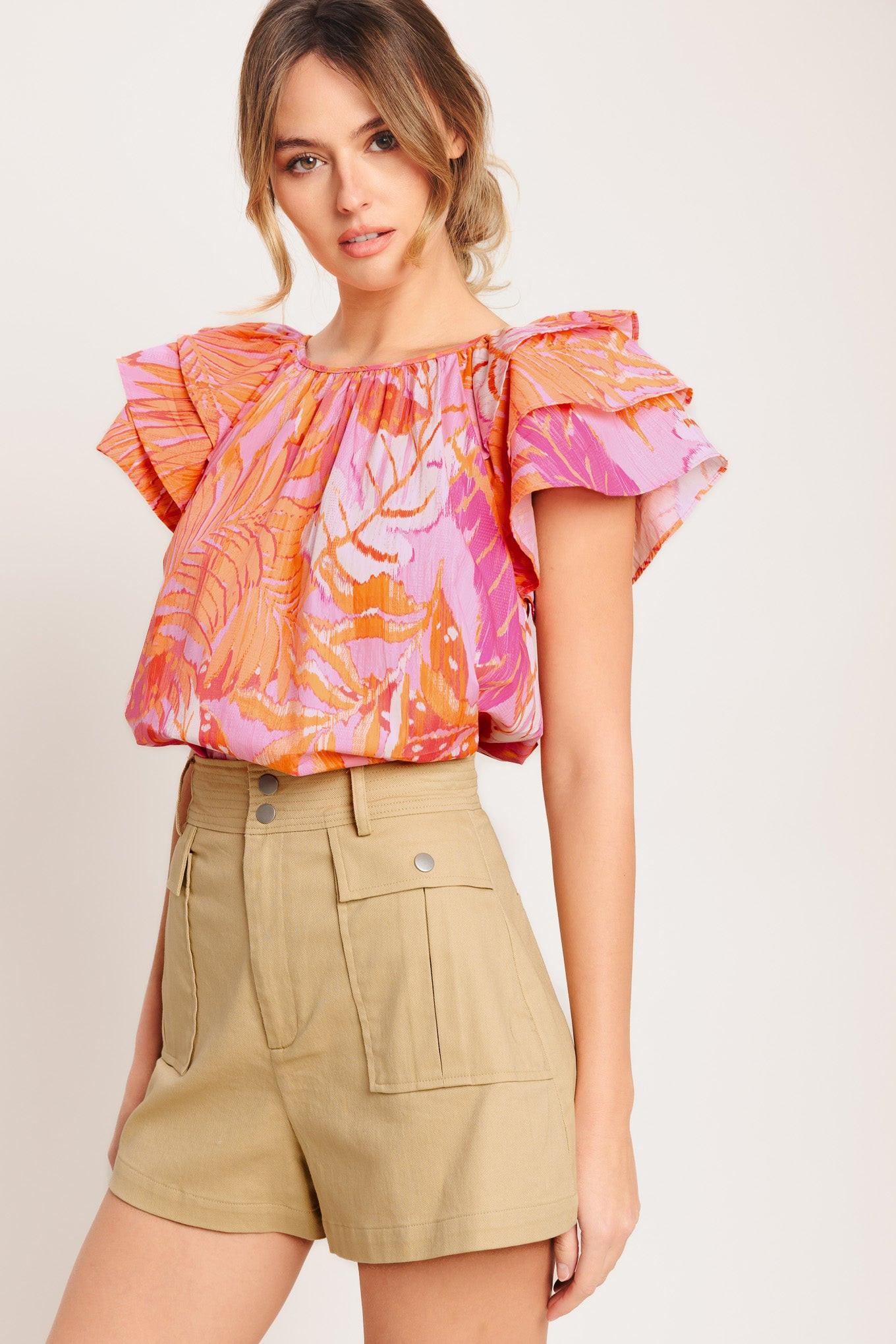 EVENING GLOW PINK WOVEN TOP