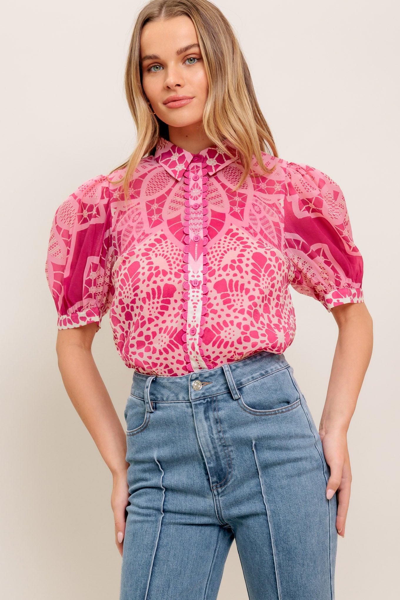 PRECIOUS HEART WOVEN TOP
