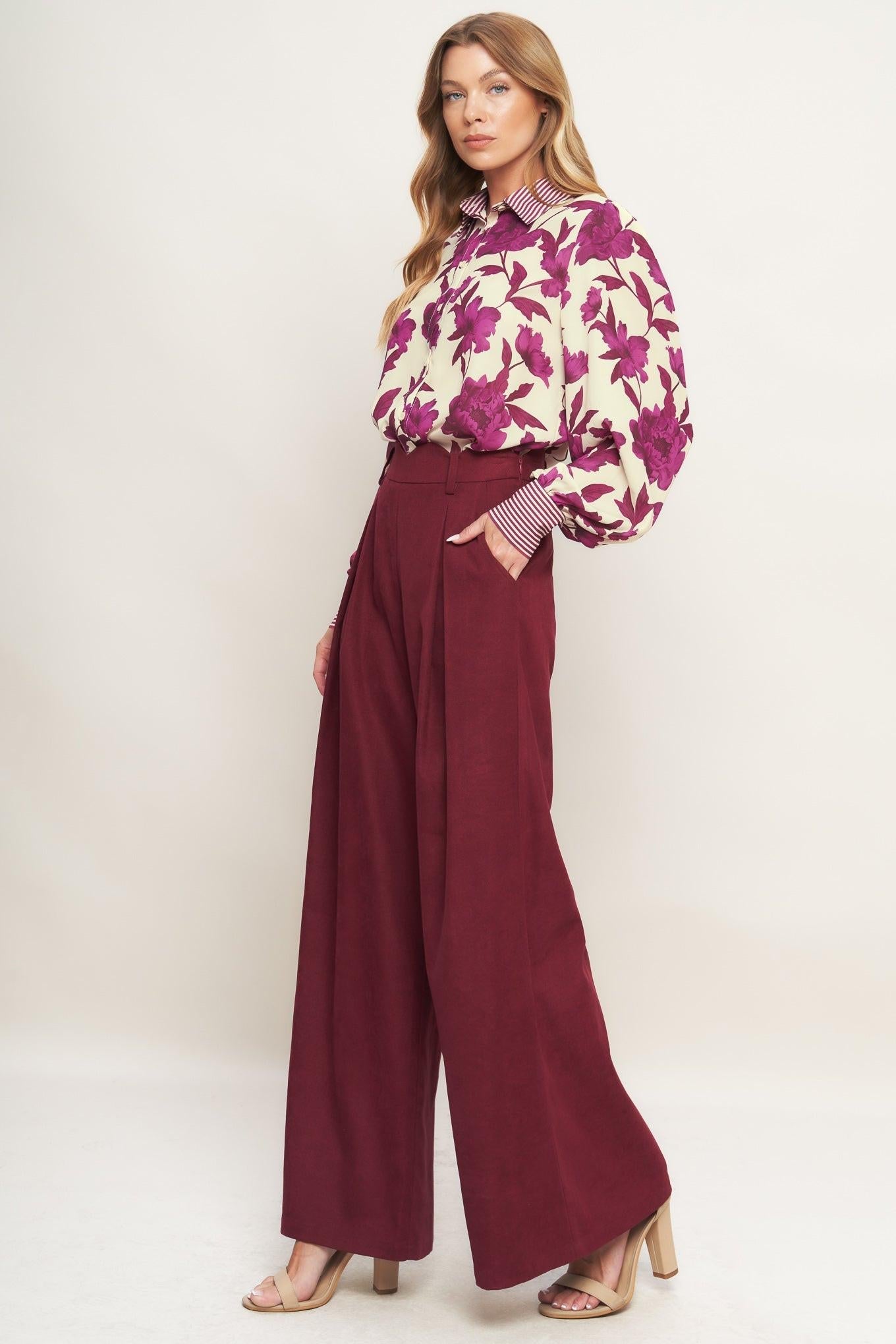 SWEET BOTANICAL CHARM WOVEN TOP