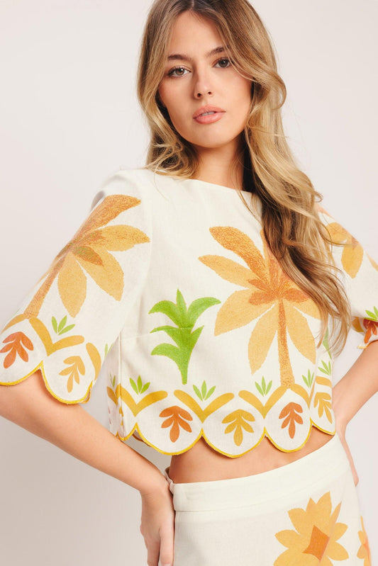 VINTAGE ISLAND WOVEN CROP TOP