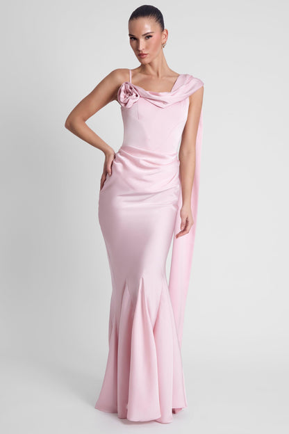 Luxurious Satin Gown | Corset Wedding Guest Dress with Draping Detail | Flattering Fit for Stunning Silhouette 4