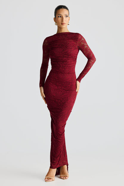 Lace Midi Dress – Long-Sleeve High Neck