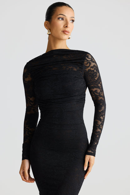 Lace Maxi Dress – Long-Sleeve High Neck
