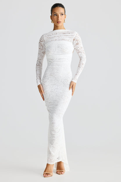 White High Neck Lace Mini Dress