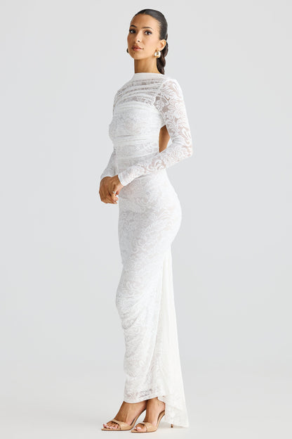 White High Neck Lace Mini Dress