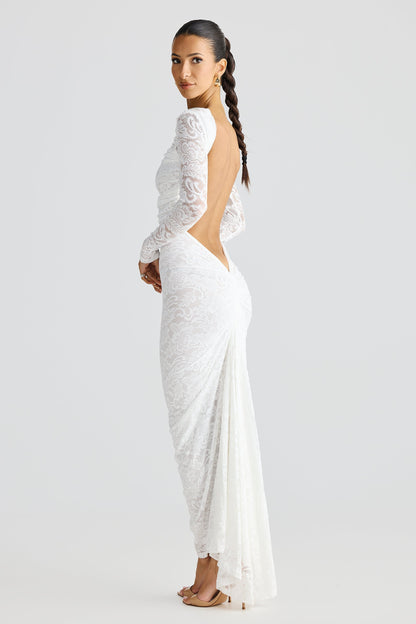White High Neck Lace Mini Dress