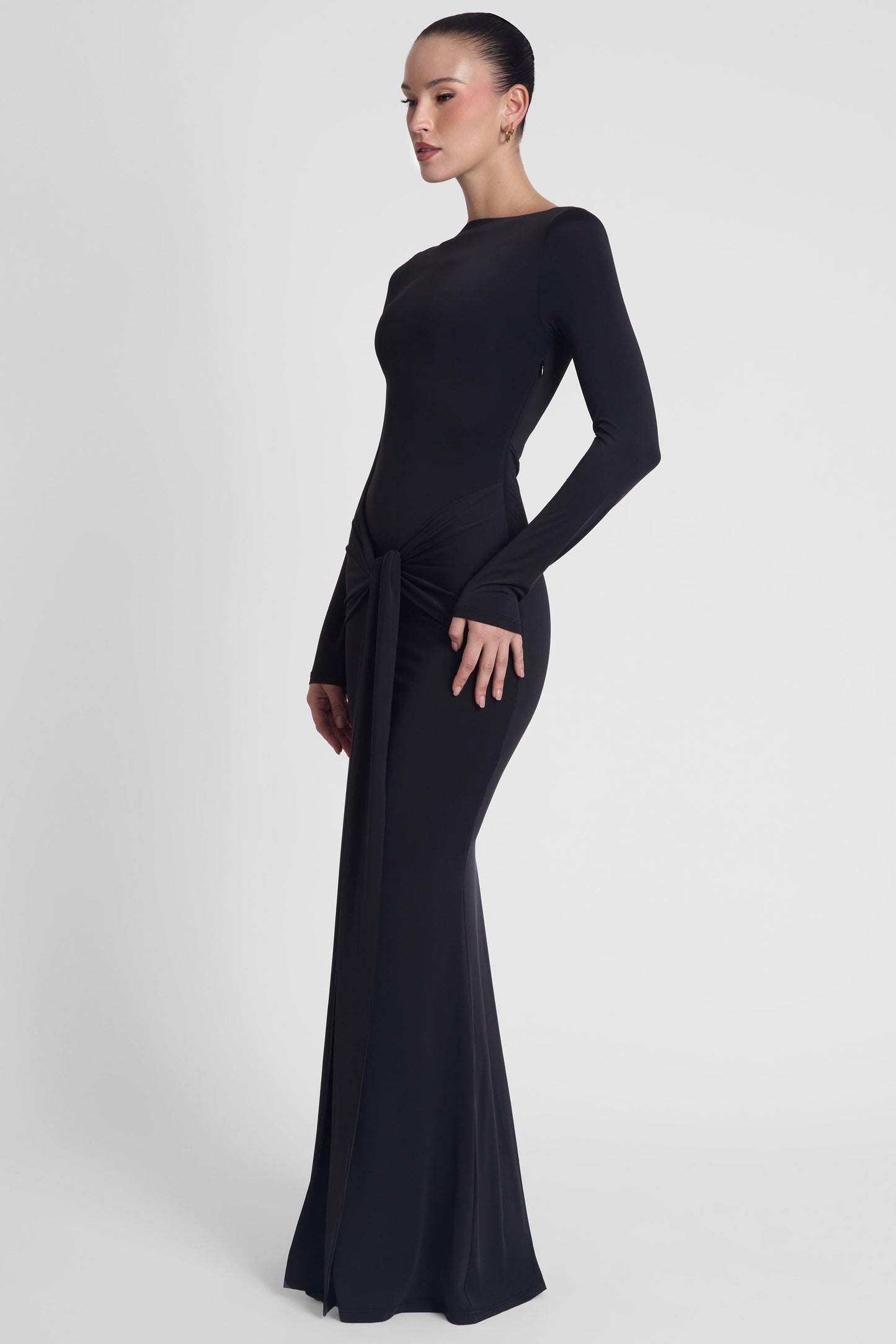 Oasis Collection | Black Maxi Dress with Sculptural Draping | Elegant Fit for Flattering Silhouette 3