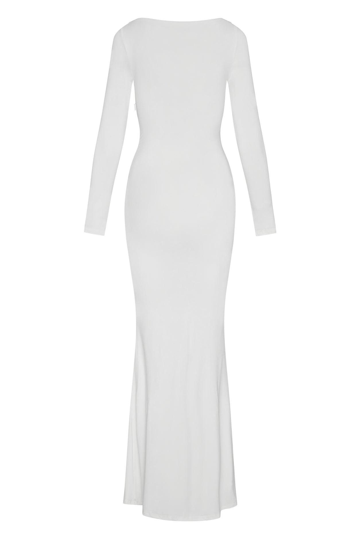 Oasis Collection | White Maxi Dress with Sculptural Draping | Elegant Fit for Any Occasion 7