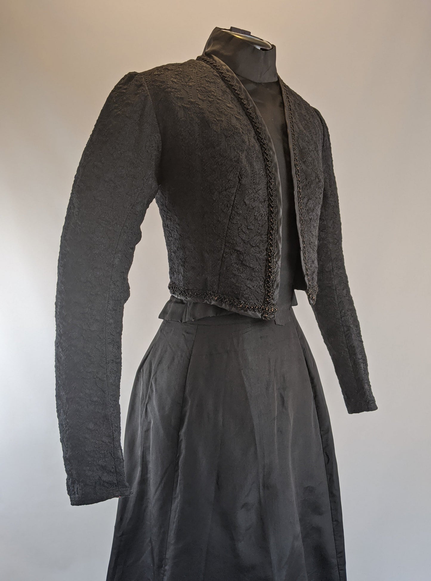 Edwardian Black Brocade Bolero | XS - Small