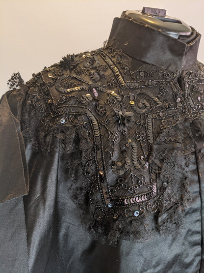 Victorian Black Silk Beaded Capelet