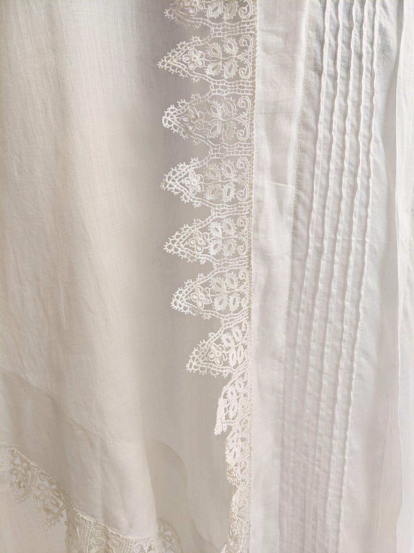 Edwardian White Cotton Lace Gown