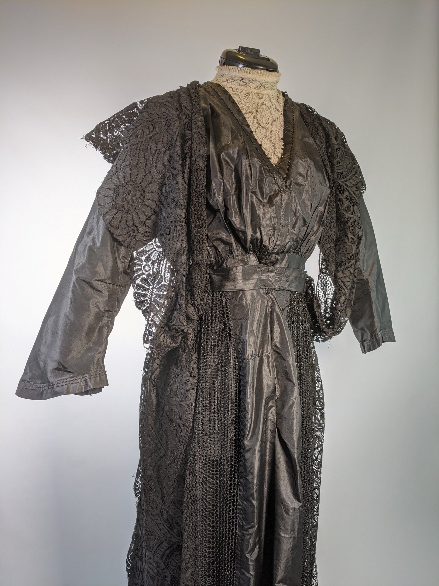 1910s Black Taffeta Gown | 28" waist