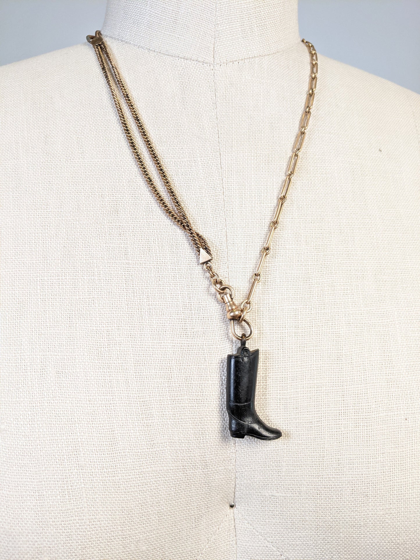 1910s-1920s Compressed Coal Boot Pendant