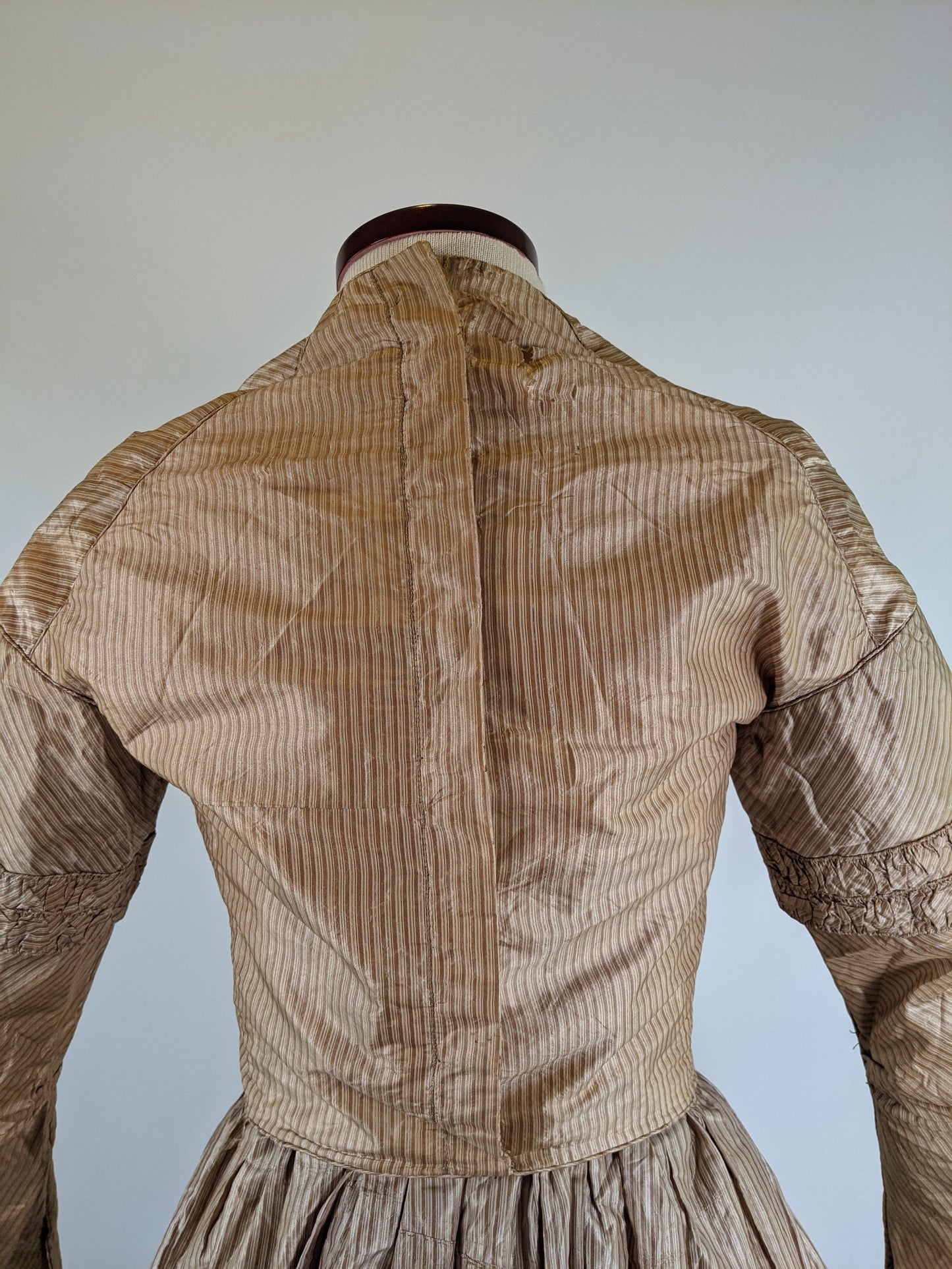 1840s Champagne Silk Gown