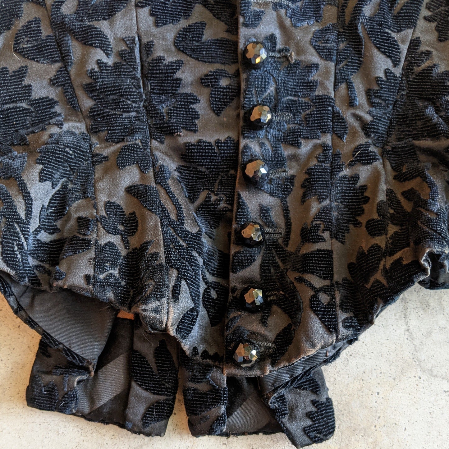 1880s Black Brocade Bodice