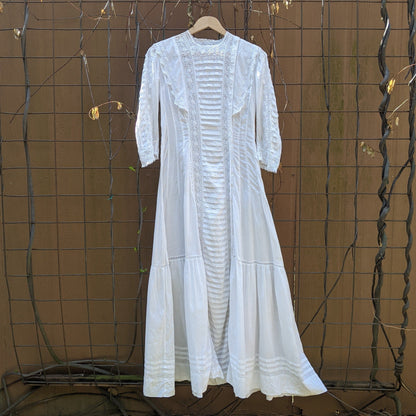 1910s White Cotton Lingerie Dress