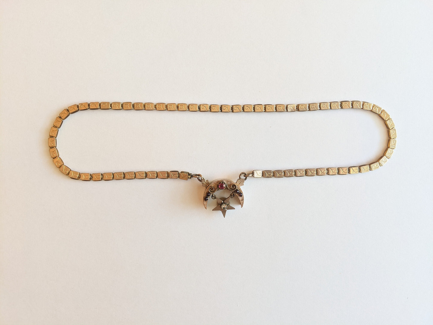 Late 19th C Book Chain Celestial Necklace