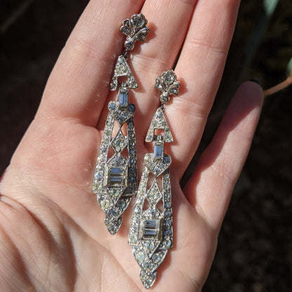 Art Deco Sterling Silver Chandelier Earrings