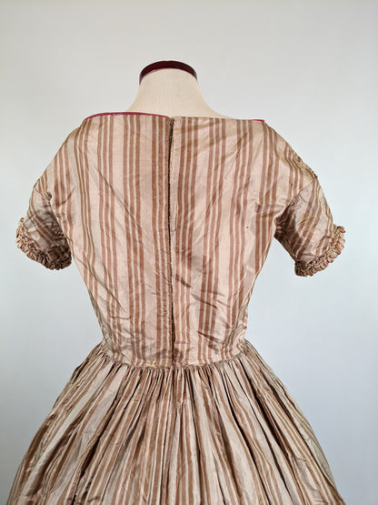 Romantic Era Gold Silk Evening Gown