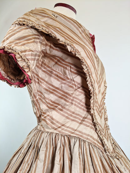 Romantic Era Gold Silk Evening Gown